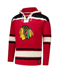'47 Brand Men's Connor Bedard Red Chicago Blackhawks Big Tall Lace-up Pullover Hoodie