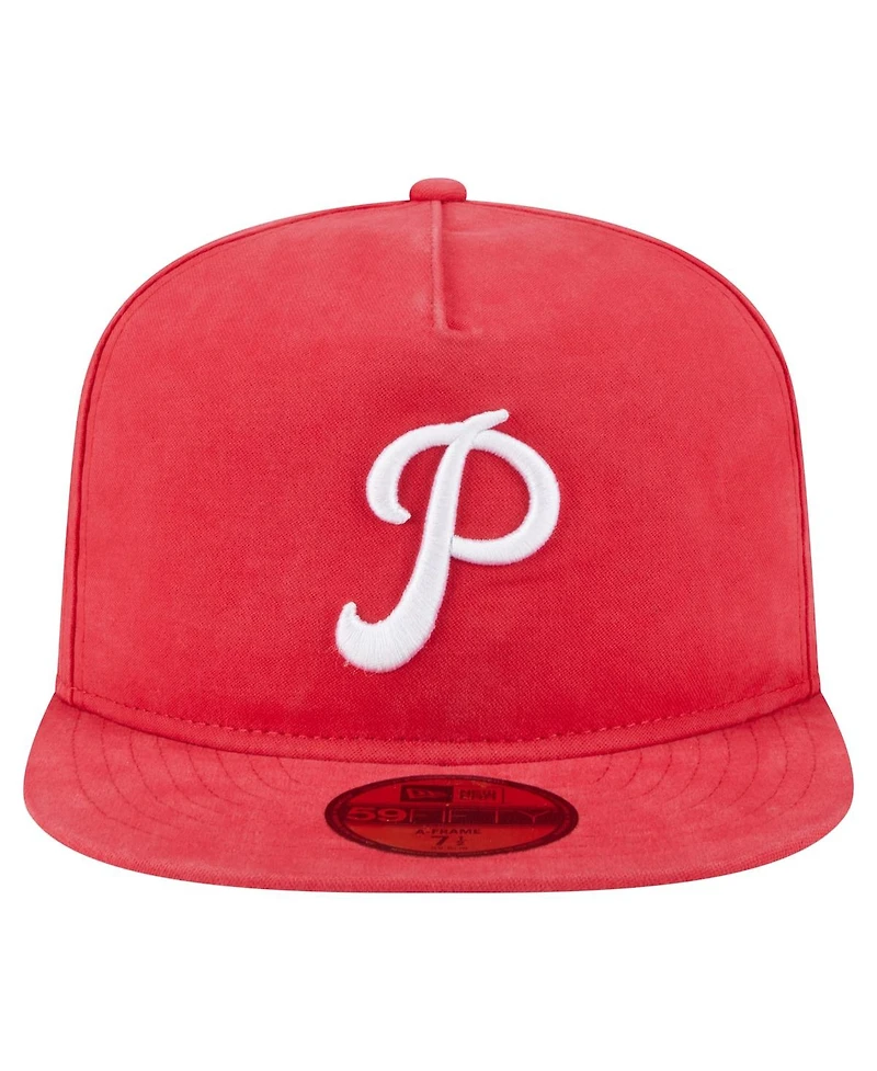 New Era Men's Red Philadelphia Phillies Championship Side Flag A-Frame 59Fifty Fitted Hat
