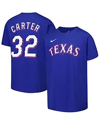 Nike Big Boys and Girls Evan Carter Royal Texas Rangers Name Number T-Shirt