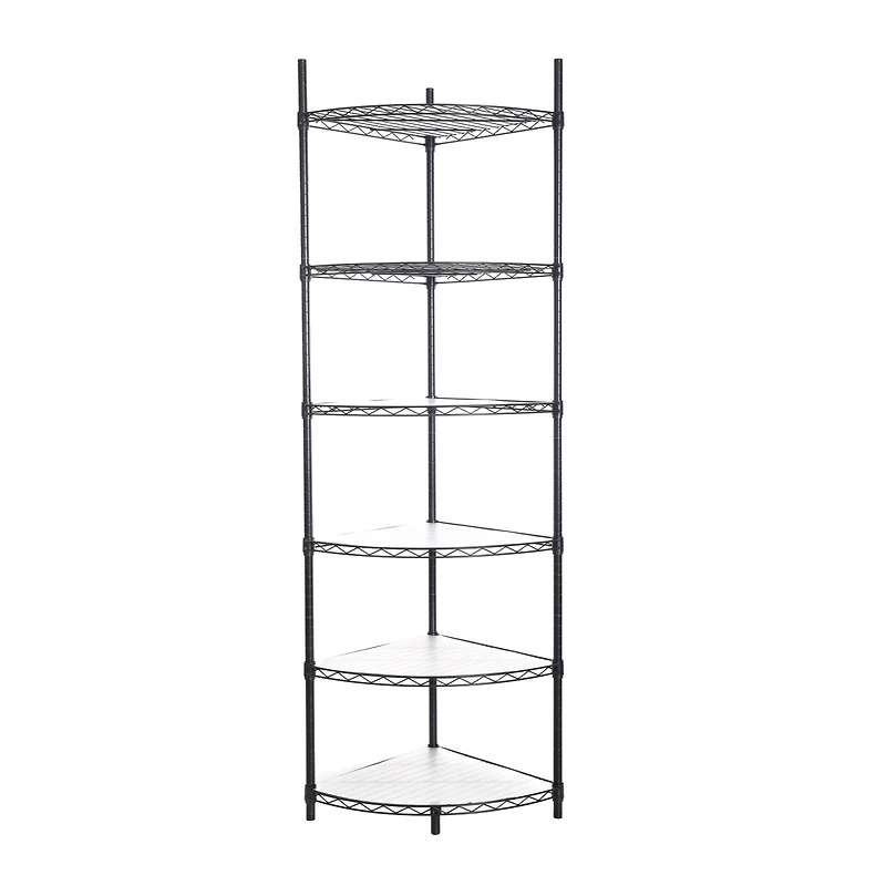 6 Tier Adjustable Metal Heavy Duty Free Standing Corner Storage Display Chrome Rack
