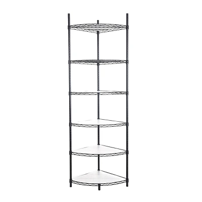 6 Tier Adjustable Metal Heavy Duty Free Standing Corner Storage Display Chrome Rack