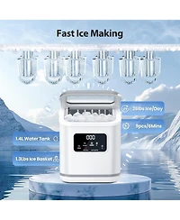 Cowsar 26Lbs, Countertop Ice Maker, Self-Cleaning, Bullet Ice, Digital Screen, 9 Cubes in 6 Mins