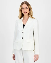 Le Suit Women's Crepe Two-Button Jacket & Pull-On Pantsuit Set, Regular Petite