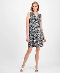 Jm Collection Women's Printed V-Neck Sleeveless Dress, Exclusively at Macy's