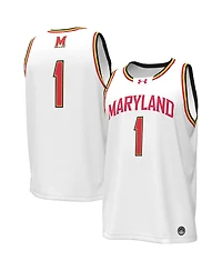 Under Armour Men's 1 White Maryland Terrapins Replica Basketball Jersey