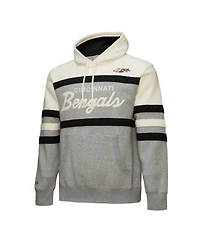 Mitchell & Ness Men's Heather Gray Cincinnati Bengals Head Coach Vintage Logo Pullover Hoodie