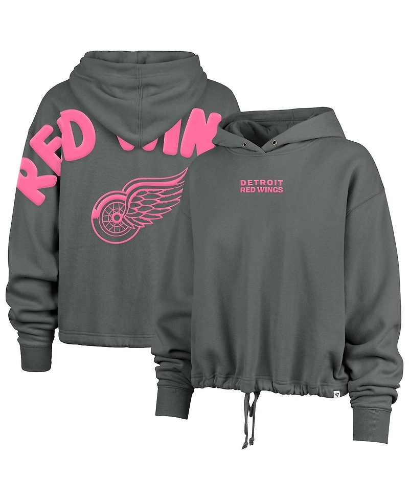 '47 Brand Women's Gray Detroit Red Wings Bright Side Venice Cropped Pullover Hoodie