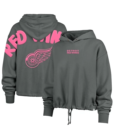 '47 Brand Women's Gray Detroit Red Wings Bright Side Venice Cropped Pullover Hoodie
