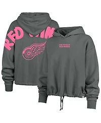 '47 Brand Women's Gray Detroit Red Wings Bright Side Venice Cropped Pullover Hoodie