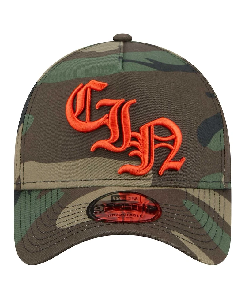 New Era Men's Camo Cincinnati Bengals Mystic Camo A-Frame 9FORTY Adjustable Hat