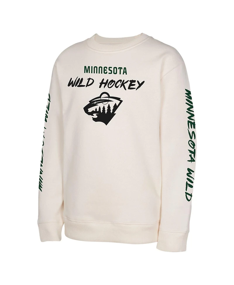 Outerstuff Big Boys and Girls Cream Minnesota Wild Star Power Pullover Sweatshirt