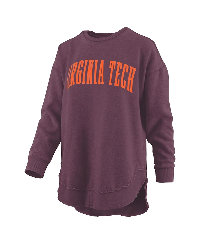 Pressbox Women's Maroon Virginia Tech Hokies Melange Poncho Vintage Fleece Long Sleeve Pullover Sweatshirt