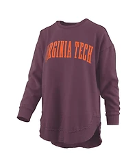 Pressbox Women's Maroon Virginia Tech Hokies Melange Poncho Vintage Fleece Long Sleeve Pullover Sweatshirt
