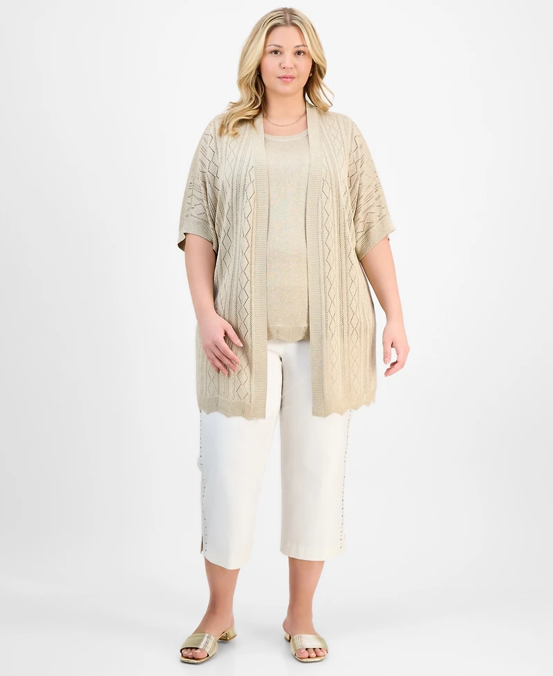 Jm Collection Plus Metallic Shine Cardigan Sweater, Exclusively at Macy's