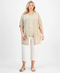 Jm Collection Plus Metallic Shine Cardigan Sweater, Exclusively at Macy's