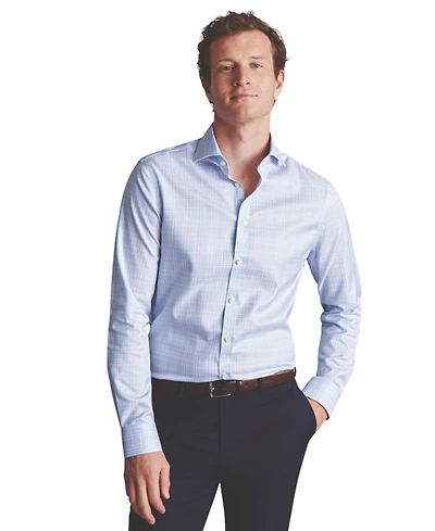 Charles Tyrwhitt Men's Slim-Fit Non-Iron Prince of Wales Check Twill Dress Shirt