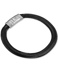 Esquire Men's Jewelry Flat Snake Chain Bracelet in Black Ion-Plated Stainless Steel & Stainless Steel