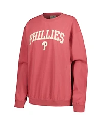 Soft as a Grape Women's Red Philadelphia Phillies Pigment Dye Pullover Sweatshirt
