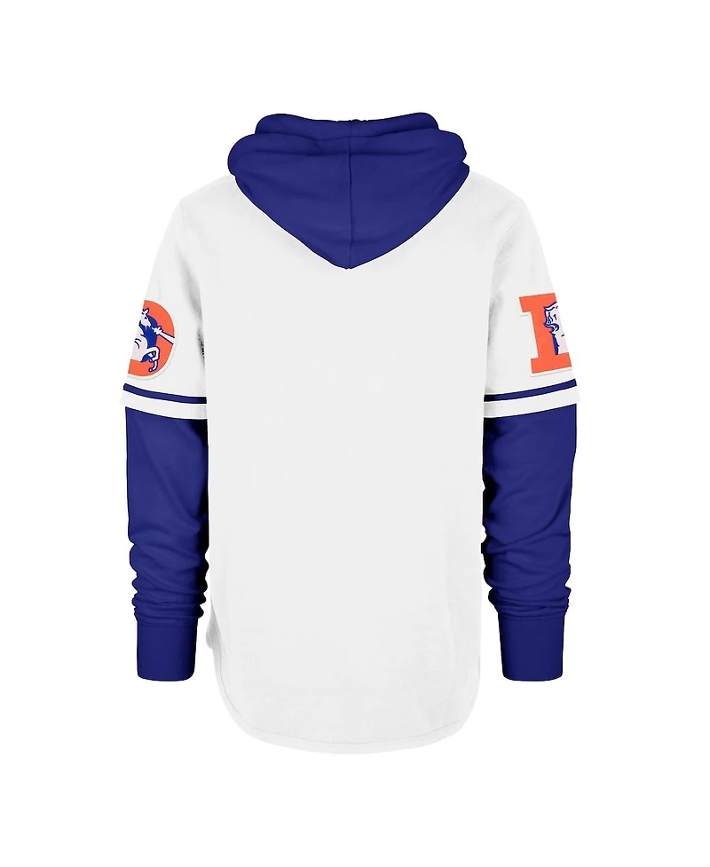 '47 Brand Men's White Denver Broncos Throwback Shortstop Pullover Hoodie