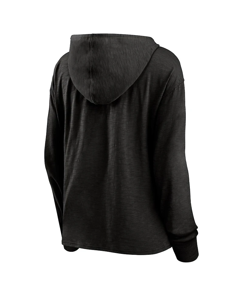 Fanatics Women's Black Portland Trail Blazers Full Steam Slub Hoodie T-Shirt