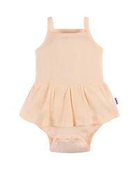 Gerber Baby Girls 3-Pack Sleeveless Skirted Onesies Bodysuits, Antique White, 3-6M