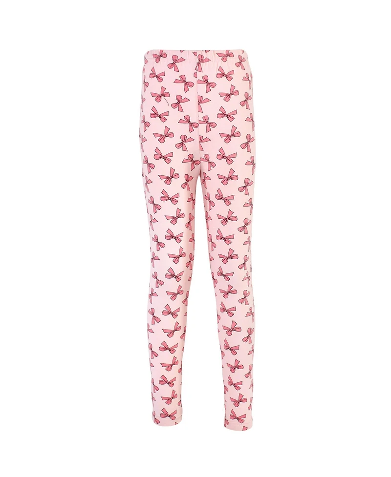 Touched by Nature Toddler Girls Youth Organic Cotton Leggings 4pk, Pink Bows, 4