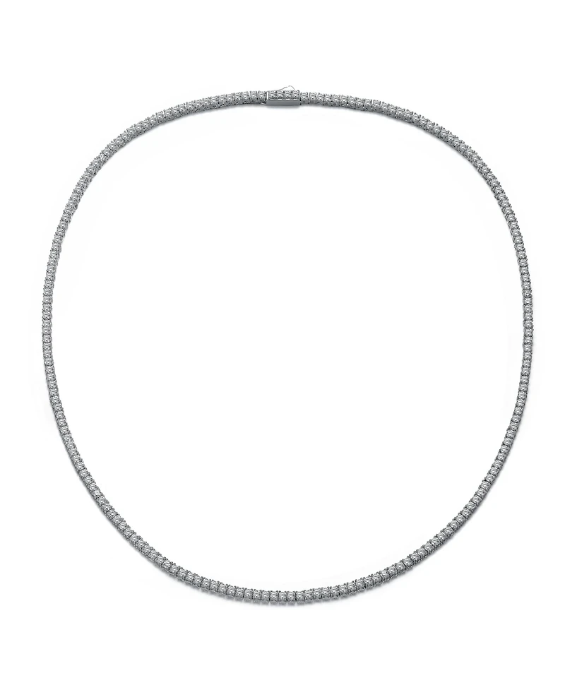 Sterling Silver White Gold Plated Cubic Zirconia 2MM Tennis Necklace