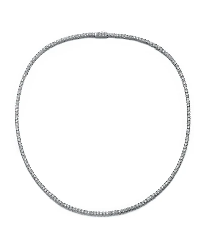 Sterling Silver White Gold Plated Cubic Zirconia 2MM Tennis Necklace