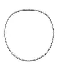 Sterling Silver White Gold Plated Cubic Zirconia 2MM Tennis Necklace