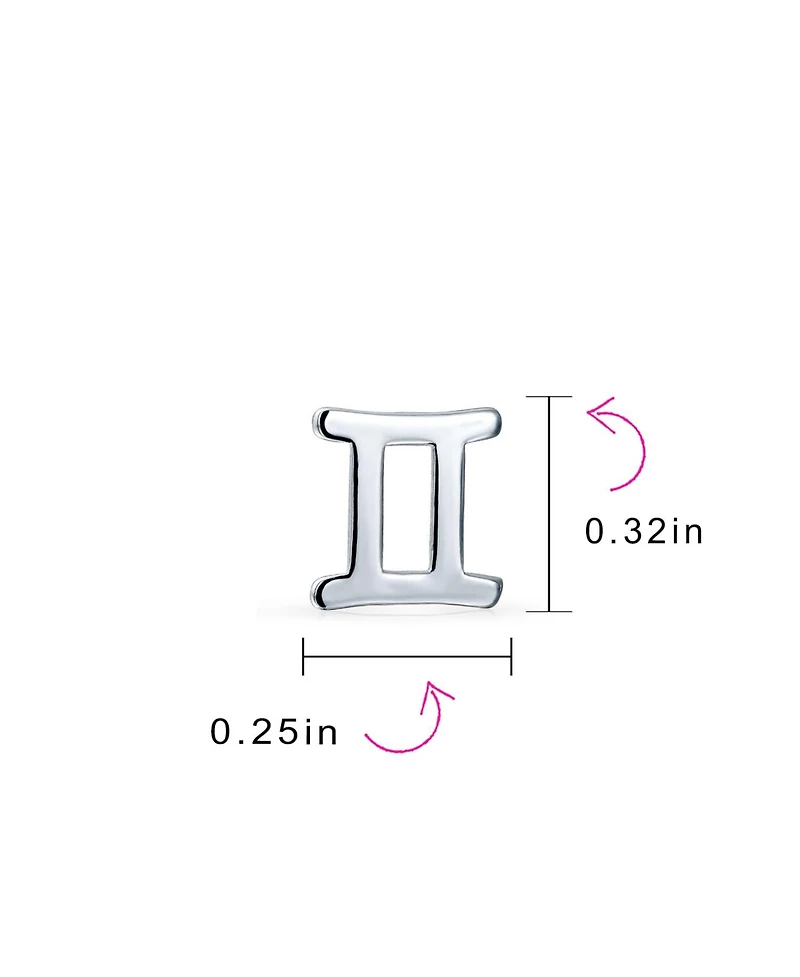 Bling Jewelry Tiny Simple Gemini Astrology Horoscope Zodiac Stud Earrings .925 Sterling Silver