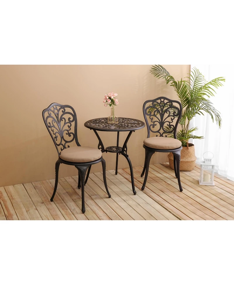 Streamdale Best-selling 3-pc rust-resistant aluminum bistro set w/ cushions