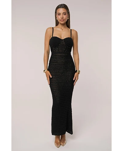 Jluxlabel Women's Deep Sea Crochet Maxi Dress