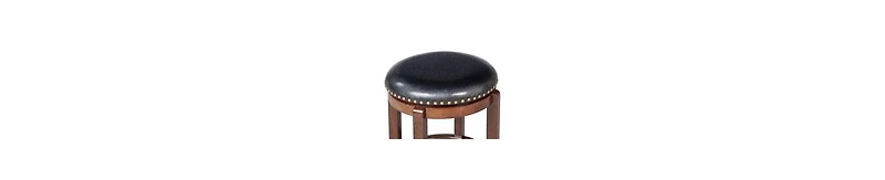 Wood Counter Stool – 360° Swivel Seat with Faux Leather Upholstery
