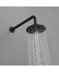 Single-Handle 1-Spray Round Rain Shower Faucet Combo Set with Dual Function Pressure Balance Valve in Matte Black