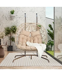Streamdale Double Egg Chair, Indoor/Outdoor Wicker Swing, Uv Cushions, 600 lbs