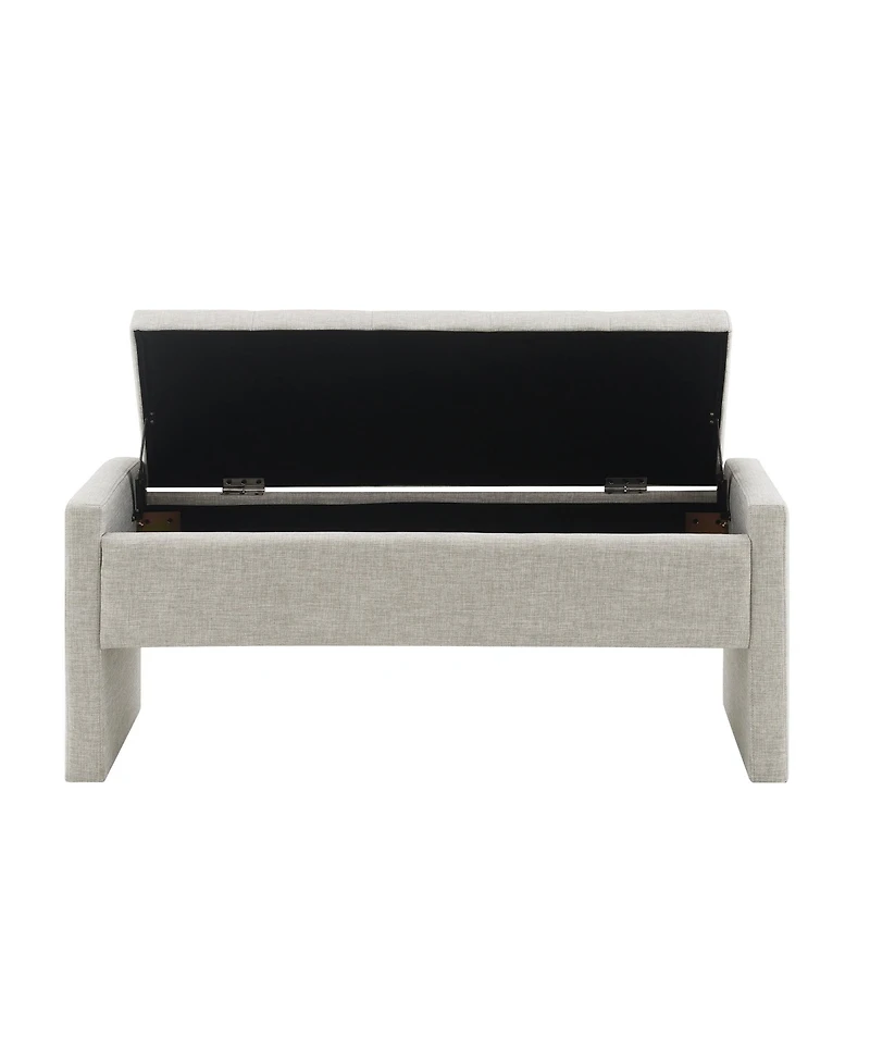 Streamdale Upholstered End Bench with Storage, Vanity Stool, Light Grey Linen