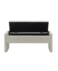 Streamdale Upholstered End Bench with Storage, Vanity Stool, Light Grey Linen
