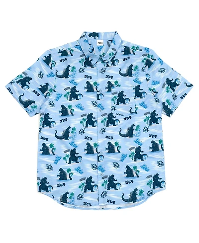 Godzilla Boys Matching Family Hawaiian Button Down Dress Shirt