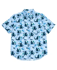 Godzilla Boys Matching Family Hawaiian Button Down Dress Shirt