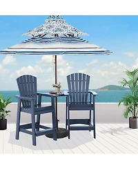 Aoodor Tall Adirondack Chair Hdpe Bar Stool with Connecting Tray for Lawn Backyard Garden, Set of 2