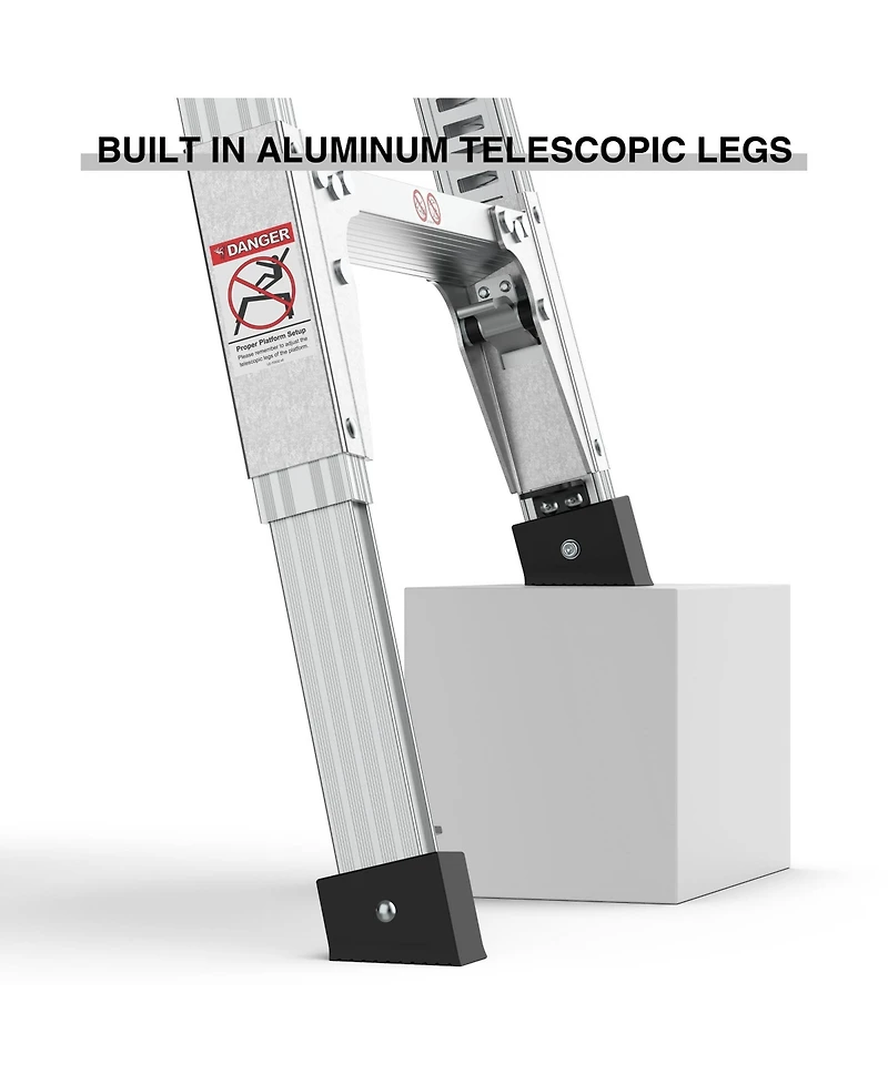 Aluminum Work Platform Large Size Step Stool Folding Portable Work Bench 40" Width Telescopic Feet 22"