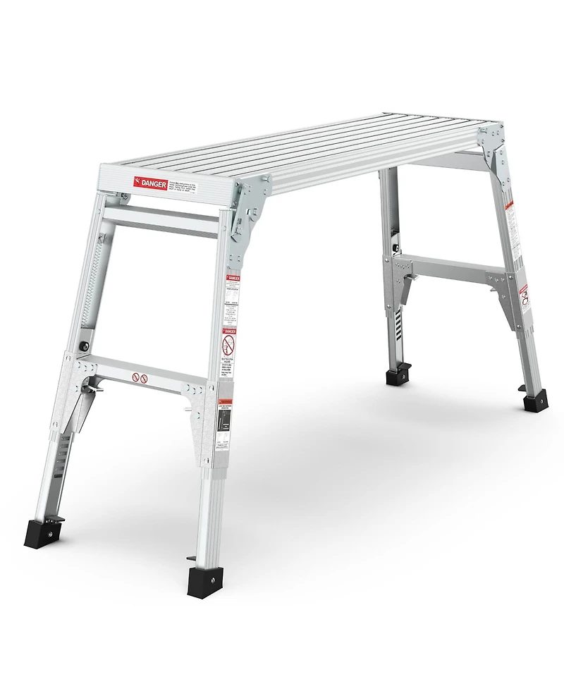 Aluminum Work Platform Large Size Step Stool Folding Portable Work Bench 40" Width Telescopic Feet 22"