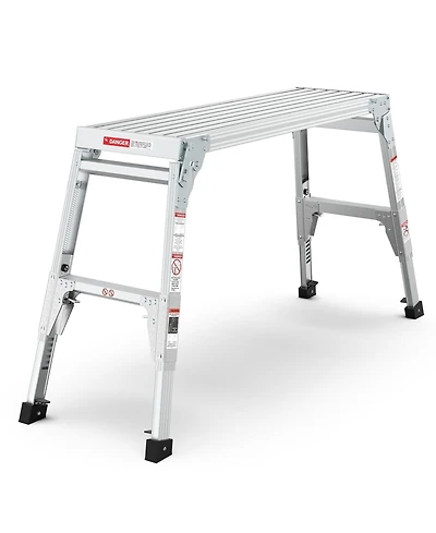 Aluminum Work Platform Large Size Step Stool Folding Portable Work Bench 40" Width Telescopic Feet 22"