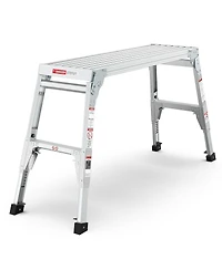 Aluminum Work Platform Large Size Step Stool Folding Portable Work Bench 40" Width Telescopic Feet 22"