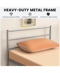 Twin Size Metal Bed Frame Platform with Headboard