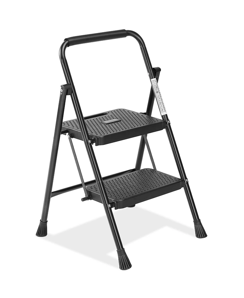 2 Non-slip step ladder, quick folding steel ladder Sturdy metal supported household tools for home/office work at altitude, portable step tools