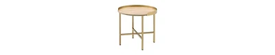Round Wood End Table – Functional Tray Top with Metal Accent