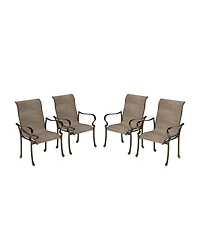 Mondawe Outdoor Cast Aluminum Dining Chair with Textilene Seat and High Back (Set of 4)
