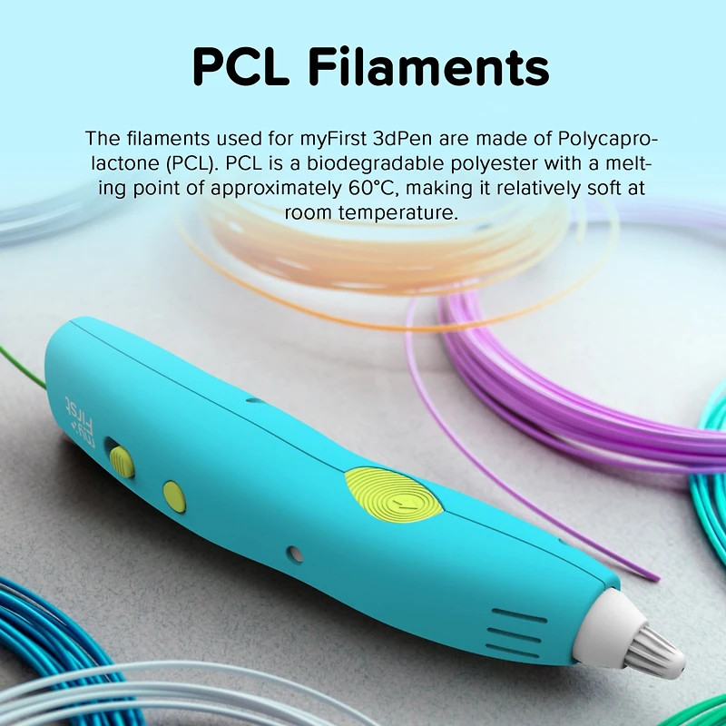 myFirst 3dPen Make (Blue) Multi-Speed Printing Drawing Pen with 6 Colorful Filaments, Stencil Book, and Charger