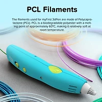myFirst 3dPen Make (Blue) Multi-Speed Printing Drawing Pen with 6 Colorful Filaments, Stencil Book, and Charger